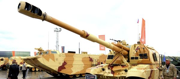 The 2S19 Msta-S self-propelled howitzer at the 9th International Exhibition of Arms,Military Equipment and Ammunition, held in the city of Nizhny Tagil - Sputnik International