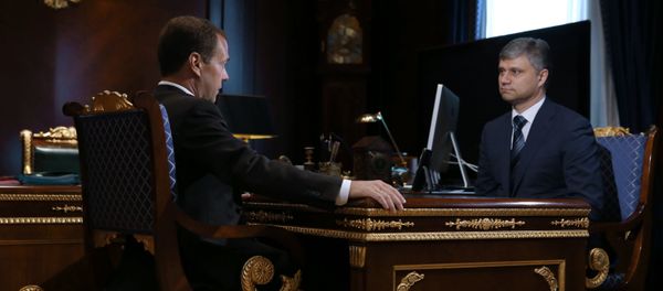 Meeting of the prime minister of the Russian Federation D. Medvedev and the new head of the Russian Railway O. Belozerov Meeting of the prime minister of the Russian Federation D. Medvedev and the new head of the Russian Railway O. Belozerov - Sputnik International