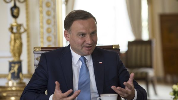Poland's President Andrzej Duda gestures during a Reuters interview at the Presidential Palace in Warsaw, Poland August 14, 2015 Poland's President Andrzej Duda gestures during a Reuters interview at the Presidential Palace in Warsaw, Poland August 14, 2015 - Sputnik International