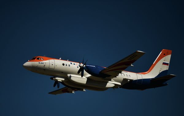 An Ilyushin 114 at the final rehearsal ahead of the opening of the MAKS 2015 International Aviation and Space Salon in Zhukovsky, outside Moscow. An Ilyushin 114 at the final rehearsal ahead of the opening of the MAKS 2015 International Aviation and Space Salon in Zhukovsky, outside Moscow. - Sputnik International