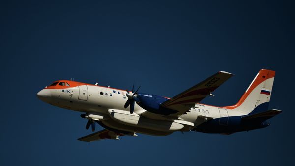 An Ilyushin 114 at the final rehearsal ahead of the opening of the MAKS 2015 International Aviation and Space Salon in Zhukovsky, outside Moscow. - Sputnik International