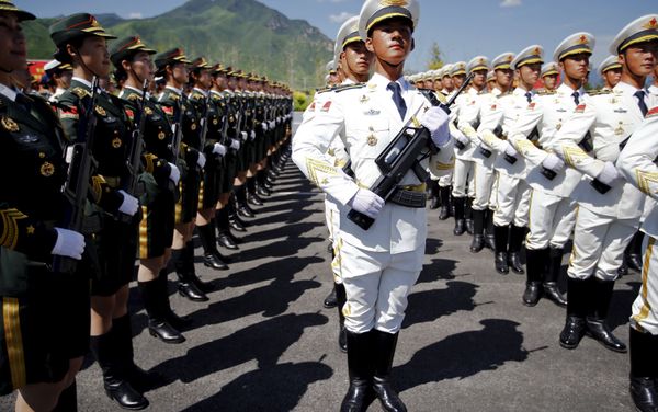 Soldiers of China's People's Liberation Army attend a training session for a military parade to mark the 70th anniversary of the end of World War Two, at a military base in Beijing, China, August 22, 2015 Soldiers of China's People's Liberation Army attend a training session for a military parade to mark the 70th anniversary of the end of World War Two, at a military base in Beijing, China, August 22, 2015 - Sputnik International