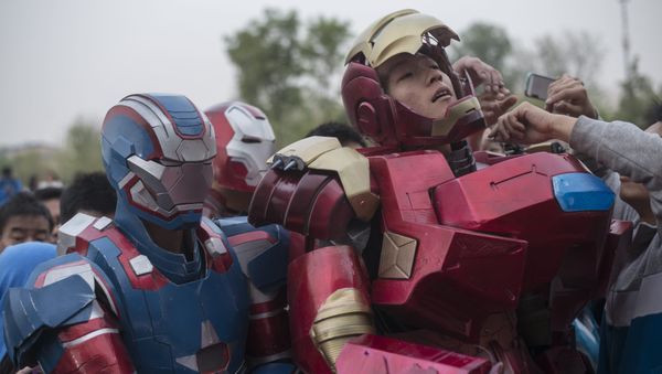 Fans dressed like Iron man waits for US actors during the promotion of Marvel's Avengers: Age Of Ultron in Beijing on April 19, 2015 - Sputnik International