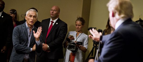 Republican presidential candidate Donald Trump spars with Univision reporter Jorge Ramos before his Make America Great Again Rally at the Grand River Center in Dubuque, Iowa, August 25, 2015 Republican presidential candidate Donald Trump spars with Univision reporter Jorge Ramos before his Make America Great Again Rally at the Grand River Center in Dubuque, Iowa, August 25, 2015 - Sputnik International