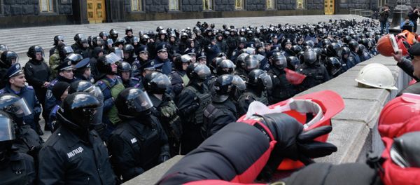 Miners hold protest in front of Ukraine's Verkhovna Rada Miners hold protest in front of Ukraine's Verkhovna Rada - Sputnik International