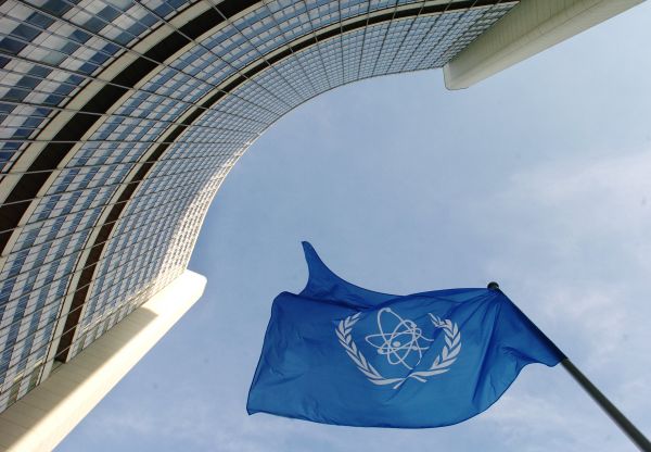 IAEA flag flatters in the wind in front of the International Atomic Energy Agency headquarers in Vienna. File photo  - Sputnik International
