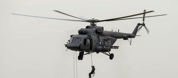 Mi-8AMTSh helicopter during a show at the ARMY 2015 International Military-Technical Forum held outside Moscow - Sputnik International