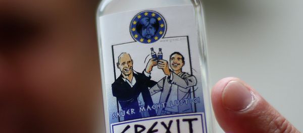 A bottle of vodka lemon Grexit is displayed on June 23, 2015 A bottle of vodka lemon Grexit is displayed on June 23, 2015 - Sputnik International