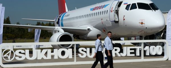 The Sukhoi Superjet 100, presented at the 2015 MAKS air show's opening ceremony in Zhukovsky, outside Moscow. - Sputnik International