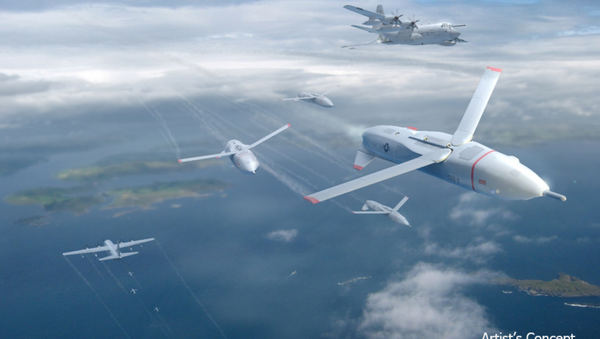 An artist's concept of DARPA's gremlin drones. - Sputnik International