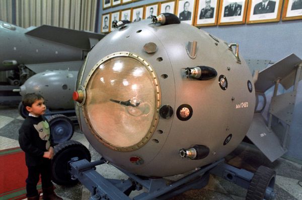 The first A-bomb, 1949. The museum of all-Union Research Institute for Experimental Physics (present-day Russian Federal Nuclear Center All-Russian Research Institute for Experimental Physics). Reproduction The first A-bomb, 1949. The museum of all-Union Research Institute for Experimental Physics (present-day Russian Federal Nuclear Center All-Russian Research Institute for Experimental Physics). Reproduction - Sputnik International