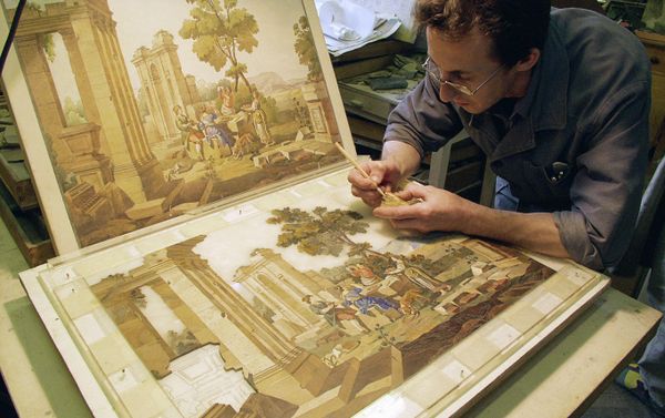 Restoration of the renowned Amber Room in the Catherine Palace of the Tsarskoye Selo state museum reserve in Pushkin outside St. Petersburg - Sputnik International