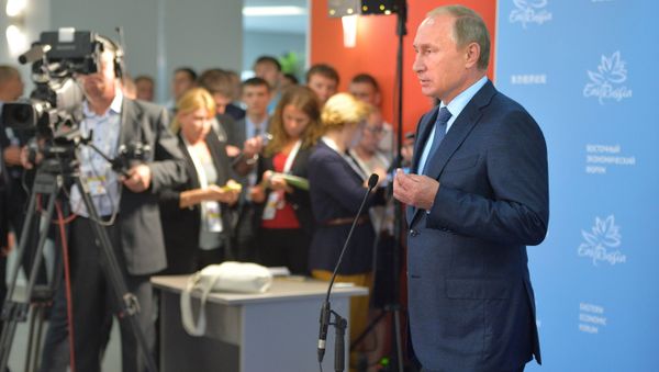 September 4, 2015. Russian President Vladimir Putin addresses journalists at the the Eastern Economic Forum in Vladivostok. - Sputnik International