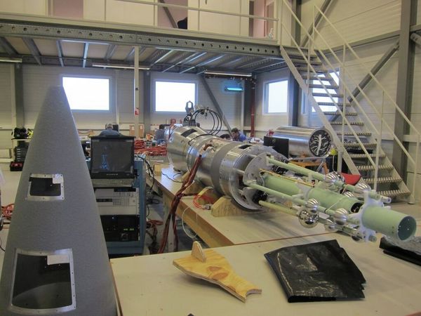 The forward section of the experimental rocket, right, showing several of the scientific instruments that will measure the dusty plasma The forward section of the experimental rocket, right, showing several of the scientific instruments that will measure the dusty plasma - Sputnik International