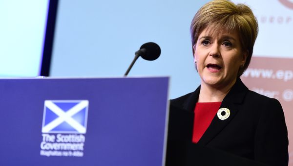 Scotland's First Minister Nicola Sturgeon addresses a speech on Scotland's commitment to Europe at an European Policy Centre (EPC) event in Brussels, on June 2, 2015 Scotland's First Minister Nicola Sturgeon addresses a speech on Scotland's commitment to Europe at an European Policy Centre (EPC) event in Brussels, on June 2, 2015 - Sputnik International