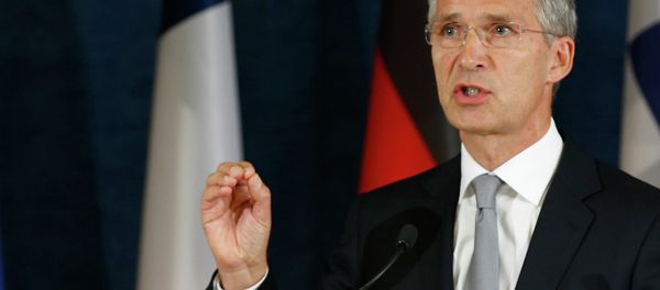 NATO Secretary General Jens Stoltenberg, left, addresses the media at a news conference at the NATO Force Integration Unit Headquarters in Vilnius, Lithuania, Thursday, Sept. 3, 2015. NATO Secretary General Jens Stoltenberg, left, addresses the media at a news conference at the NATO Force Integration Unit Headquarters in Vilnius, Lithuania, Thursday, Sept. 3, 2015. - Sputnik International