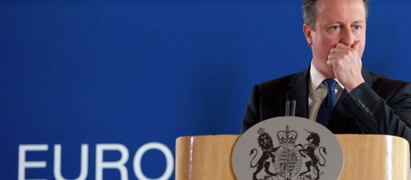 British Prime Minister David Cameron pauses before speaking during a final media conference after an EU summit in Brussels on Friday, June 26, 2015. - Sputnik International