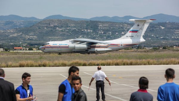 Russian EMERCOM plane with humanitarian aid for the people of Syria arrives to Latakia Airport in Syria. Russian EMERCOM plane with humanitarian aid for the people of Syria arrives to Latakia Airport in Syria. - Sputnik International