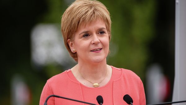 Scotland's First Minister Nicola Sturgeon speaks at Tweedbank Station in Tweedbank on the Scottish Borders on September 9, 2015 - Sputnik International