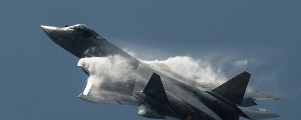 A T-50 fighter performs demonstration flight during the International Aerospace Salon (MAKS 2015) in Zhukovsky near Moscow A T-50 fighter performs demonstration flight during the International Aerospace Salon (MAKS 2015) in Zhukovsky near Moscow - Sputnik International