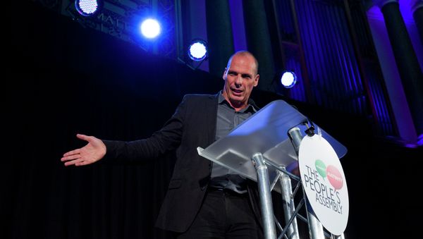 Former Greek finance minister, Yanis Varoufakis, speaks at a meeting of The Peoples Assembly in London on September 14, 2015. - Sputnik International