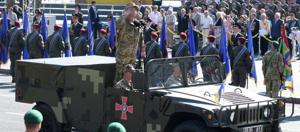 Ukrainian Defense Minister Stepan Poltorak during a march on Independence Day in Kiev Ukrainian Defense Minister Stepan Poltorak during a march on Independence Day in Kiev - Sputnik International