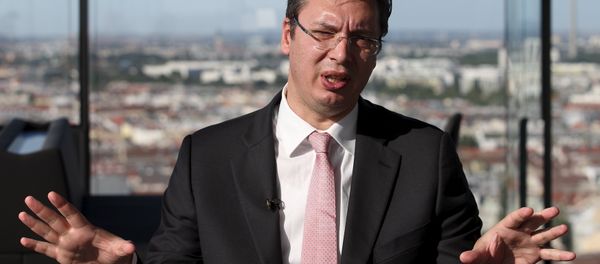 Serbian Prime Minister Aleksandar Vucic speaks during an interview with Reuters in Vienna, Austria, August 26, 2015 - Sputnik International