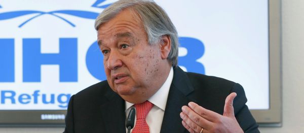 Antonio Guterres, United Nations High Commissioner for Refugees (UNHCR) speaks to media about the refugee crisis in Europe, following their bilateral meeting at the UNHCR headquarters in Geneva, Switzerland, September 4, 2015 Antonio Guterres, United Nations High Commissioner for Refugees (UNHCR) speaks to media about the refugee crisis in Europe, following their bilateral meeting at the UNHCR headquarters in Geneva, Switzerland, September 4, 2015 - Sputnik International