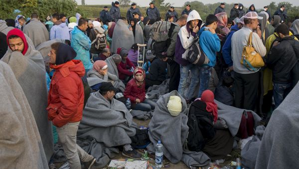 Migrants wait to board buses on a field, after they crossed the border with Serbia, near the village of Babska, Croatia September 24, 2015 Migrants wait to board buses on a field, after they crossed the border with Serbia, near the village of Babska, Croatia September 24, 2015 - Sputnik International