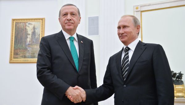 September 23, 2015. Russian President Vladimir Putin, right, and Turkish President Recep Erdogan during a meeting in the Kremlin. September 23, 2015. Russian President Vladimir Putin, right, and Turkish President Recep Erdogan during a meeting in the Kremlin. - Sputnik International