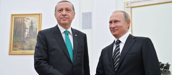 September 23, 2015. Russian President Vladimir Putin, right, and Turkish President Recep Erdogan during a meeting in the Kremlin. September 23, 2015. Russian President Vladimir Putin, right, and Turkish President Recep Erdogan during a meeting in the Kremlin. - Sputnik International
