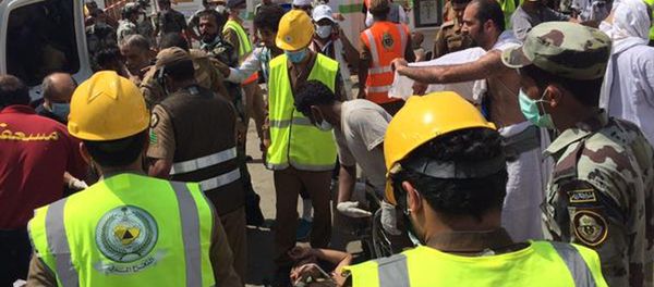 Rescuers respond to a stampede that killed and injured pilgrims in the holy city of Mina during the annual hajj pilgrimage on Thursday, Sept. 24, 2015 Rescuers respond to a stampede that killed and injured pilgrims in the holy city of Mina during the annual hajj pilgrimage on Thursday, Sept. 24, 2015 - Sputnik International