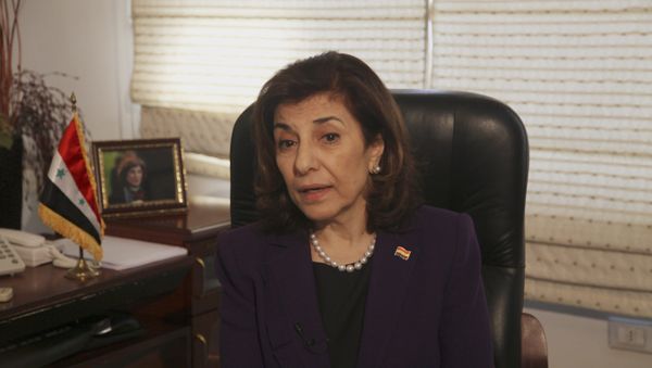 Bouthaina Shaaban, Syrian President Bashar Assad's political adviser, speaks during an interview with The Associated Press - Sputnik International