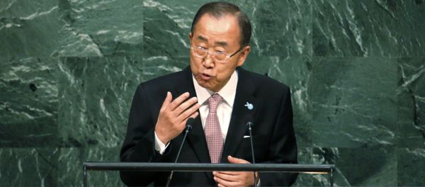 Ban Ki-moon, UN Secretary-General addresses a plenary meeting of the United Nations Sustainable Development Summit 2015 at United Nations headquarters in Manhattan, New York, September 25, 2015. Ban Ki-moon, UN Secretary-General addresses a plenary meeting of the United Nations Sustainable Development Summit 2015 at United Nations headquarters in Manhattan, New York, September 25, 2015. - Sputnik International