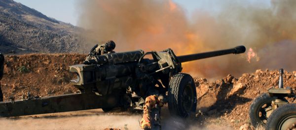 Syrian troops shoot at the Islamist forces' positions near Al-Zabadani in Syria Syrian troops shoot at the Islamist forces' positions near Al-Zabadani in Syria - Sputnik International