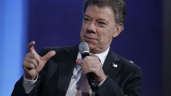 Colombian President Juan Manuel Santos Calderon speaks during the Clinton Global Initiative annual meeting September 28, 2015 in New York. - Sputnik International