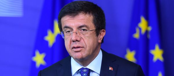 Turkish Economic Minister Nihat Zeybekci gives a press conference on May 12, 2015 after meeting with European commissioner for trade at the European Commission in Brussels Turkish Economic Minister Nihat Zeybekci gives a press conference on May 12, 2015 after meeting with European commissioner for trade at the European Commission in Brussels - Sputnik International