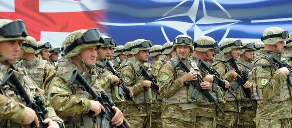 Georgian soldiers stand in formation during the inauguration ceremony of the NATO-Georgian Joint Training and Evaluation Center at the Krtsanisi military training base, outside Tbilisi, on August 27, 2015 Georgian soldiers stand in formation during the inauguration ceremony of the NATO-Georgian Joint Training and Evaluation Center at the Krtsanisi military training base, outside Tbilisi, on August 27, 2015 - Sputnik International