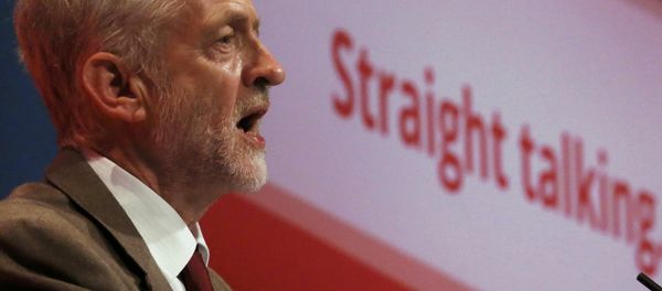 Britain's leader of the opposition Labour Party, Jeremy Corbyn, delivers his keynote speech at the party's annual conference in Brighton, Britain September 29, 2015. Britain's leader of the opposition Labour Party, Jeremy Corbyn, delivers his keynote speech at the party's annual conference in Brighton, Britain September 29, 2015. - Sputnik International