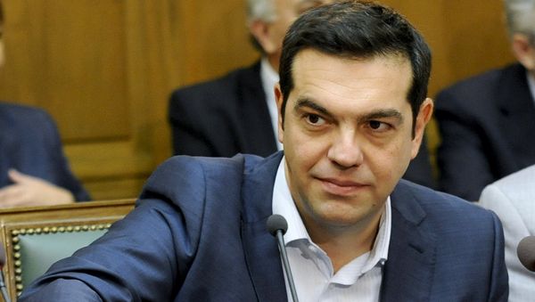 Greek Prime Minister Alexis Tsipras attends the first meeting of the new cabinet in the parliament building in Athens, Greece September 25, 2015 - Sputnik International