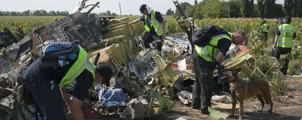 Australian, Malaysian and Dutch investigators examine pieces of the downed Malaysia Airlines Flight 17 plane, near the village of Rossipne, Donetsk region, eastern Ukraine - Sputnik International