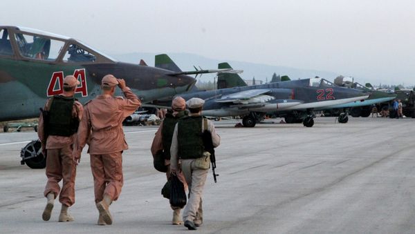 Russian Sukhoi jets at airfield near Latakia Russian Sukhoi jets at airfield near Latakia - Sputnik International
