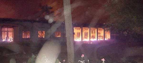 The Doctors Without Borders hospital is seen in flames, after an explosion in the northern Afghan city of Kunduz - Sputnik International