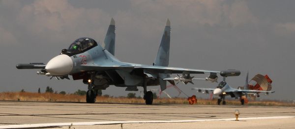 Russian Su-30 jets landing at the Hmeymim Air Base. File photo - Sputnik International