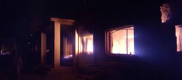 The Doctors Without Borders trauma center is seen in flames, after explosions near their hospital in the northern Afghan city of Kunduz - Sputnik International