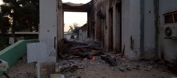 The burned Doctors Without Borders hospital is seen after explosions in the northern Afghan city of Kunduz, Saturday, Oct. 3, 2015 - Sputnik International