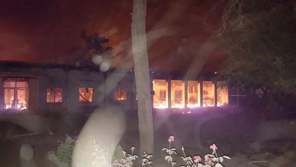 The Doctors Without Borders hospital is seen in flames, after explosions in the northern Afghan city of Kunduz, Saturday, Oct. 3, 2015 - Sputnik International