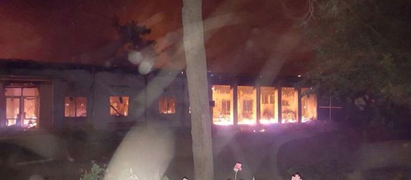 The Doctors Without Borders hospital is seen in flames, after explosions in the northern Afghan city of Kunduz, Saturday, Oct. 3, 2015 - Sputnik International