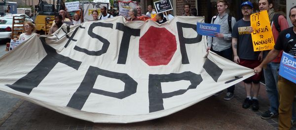 Protestors call for the rejection of the Trans-Pacific Partnership trade deal under negotiation in Atlanta, Georgia on October 1, 2015 Protestors call for the rejection of the Trans-Pacific Partnership trade deal under negotiation in Atlanta, Georgia on October 1, 2015 - Sputnik International