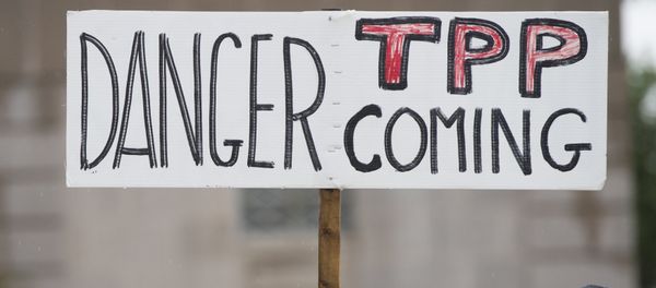 Demonstrators protest against the legislation to give US President Barack Obama fast-track authority to advance trade deals, including the Trans-Pacific Partnership (TPP), during a protest march on Capitol Hill in Washington, DC, May 21, 2015. Demonstrators protest against the legislation to give US President Barack Obama fast-track authority to advance trade deals, including the Trans-Pacific Partnership (TPP), during a protest march on Capitol Hill in Washington, DC, May 21, 2015. - Sputnik International